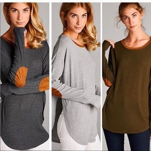 Classic Ribbed Tee w/ Suede Detail